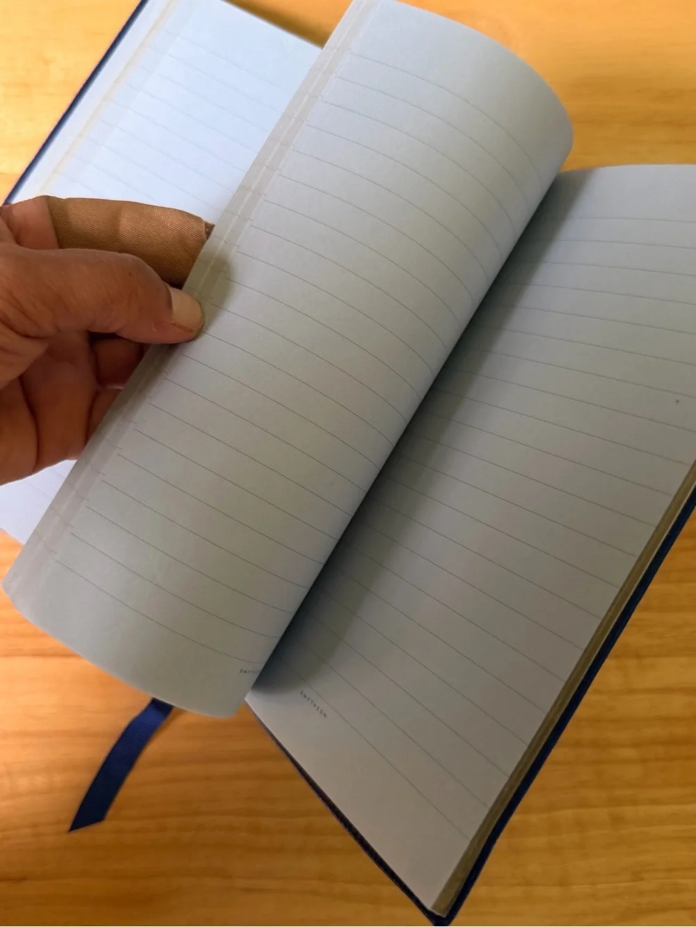 Smythson of Bond Street SoHo Notebook with Ribbon Bookmark - Blue lightly used